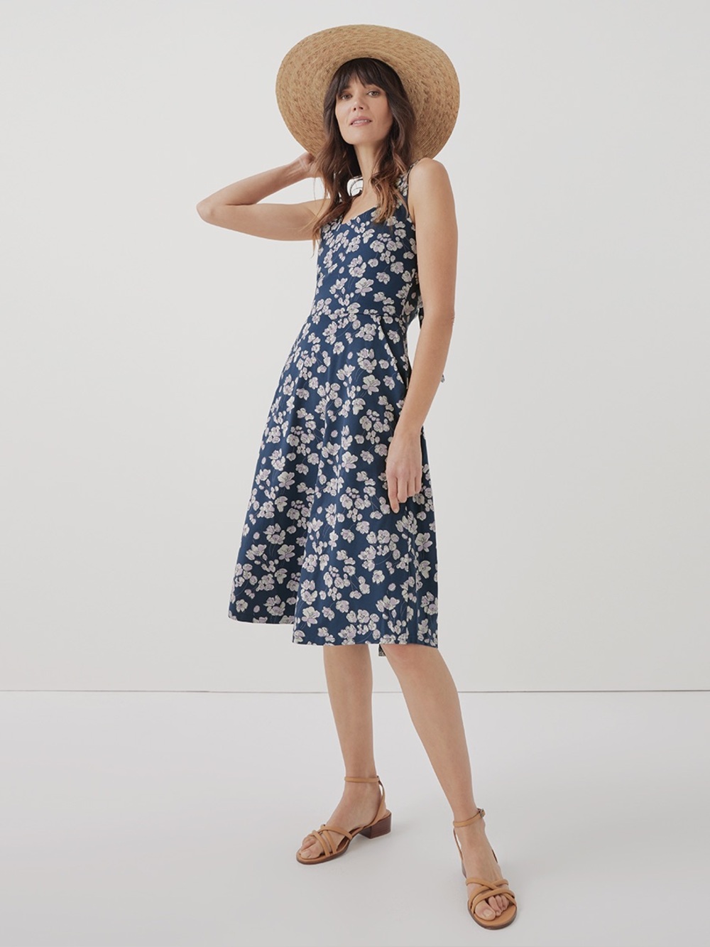 ‼️EUC: Pact Organic Fit & Flare Tie-Back Midi Dress - XXXL